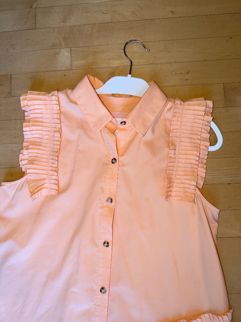 Anthropologie Peach Pleated Sun Dress, M, GP1547 - Picture 6 of 7